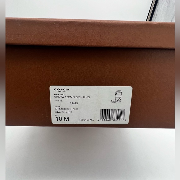 Coach Brown Signature Sonya Fabic Suede Faux Fur Women’s Size 10 Boots NEW NWT - Picture 7 of 9